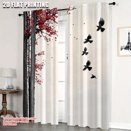2Pcs Flower Curtains Branches With Blooms And Birds Classic Polyester Living Room Bedroom Decor Wind