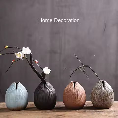 Retro Exquisite Ceramic Hydroponic Ikebana Vases Handmade Pottery Gift Desk Home Decor Gardening Sup