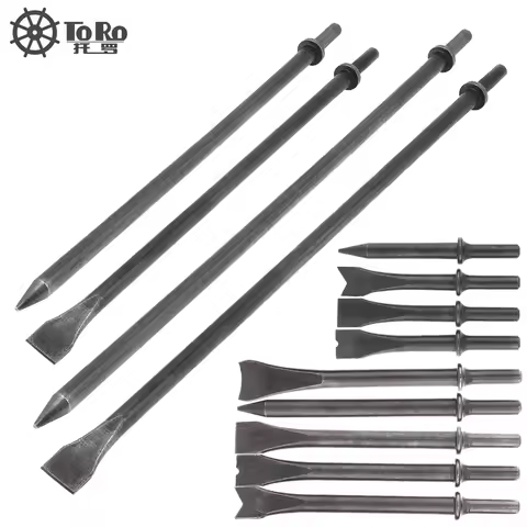 4/5pcs/set Air Chisel Impact Head Hard 45# Steel 120/175mm Solid Long Impact Head Support PneumaticT