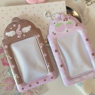 Pink brown note wings 3-inch photo card holder cute strawberry student campus card holder