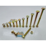 M6 Nut Bolt (10 an Bolt) Yellow Length 10 to 120 mm / 1 - 12 cm