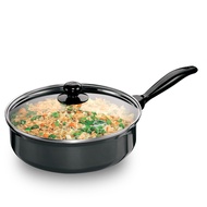 Hawkins Futura 3.25 Litre Curry Pan Non Stick Saute Pan with Glass Lid Deep Pan for Frying Black (NC