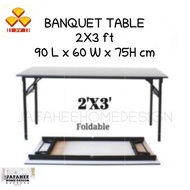 【JFW】 3V 2' x 3' Folding Banquet Table / Foldable Banquet Table with Wood Table Top