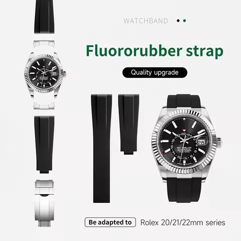 Adjustbale FKM Fluororubber 20mm 21mm 22mm Wristband For Rolex Strap For Submariner Yacht Master GMT