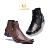 Lecter 418 - Sepatu Pantofel Boots Pria Kantoran Formal Elegan Eksklusif Resleting samping Hitam Era