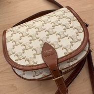 2 手Celine 啡白色 馬鞍包