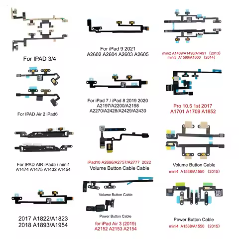 Power Switch Volume Button On/Off Flex Cable replacement For iPad 3 4 5 6 7 8 9 10 air mini 1 2 3 4