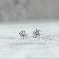 天然水晶鑽耳環 6.5mm奧地利水晶 白K金 K375