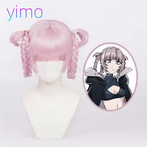 Anime Call of the Night Nanakusa Nazuna Cosplay Wig Pink With Double Braid Yofukashi no Uta Nanakusa