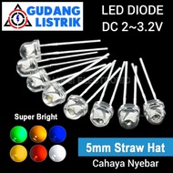 CAHAYA 1 Piece 5mm Short Strawhat Led Diode Light Nyebar 3V LED Light