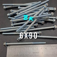 (20 pcs)Baut Flange Bolt M6 6x90/Baut Cvt 6x90 Kunci 8