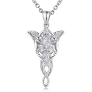 Arwen Evenstar Pendant Necklace The Lord of the Rings Necklace with 5A+ Cubic Zirconia 18K White Gol