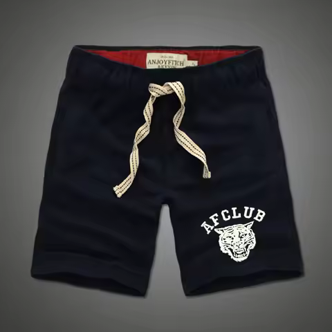 Shorts men 100% cotton Embroidery Casual keen length short masculino with pocket on side Drawstring