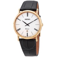 Seiko [flypig]Premier White Dial Black Leather Mens Watch{Product Code}