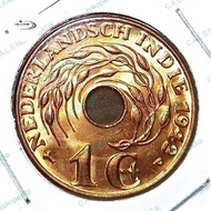 Uang Koin Kuno 1 Sen Bolong NEDERLANDSCH INDIE 1945 LUSTRE
