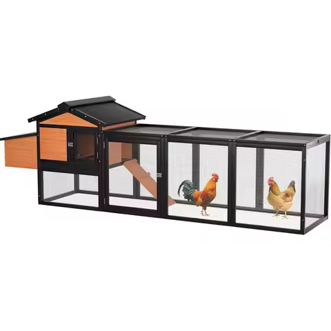 Sturdy Wooden Chicken Coop & Rabbit Hutch - Waterproof UV, Spacious with Nesting Box, Easy Clean, Se