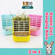 AEIOU😺 2 in 1 Rabbit Chinchilla Guinea Pig Hamster Hay Grass Pellet Food Hanging Pet Bowl Feeder 兔子食