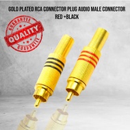 Gold Plated RCA Connector Plug Audio Male Connector Red +Black RCA Plug Wire Connecter for CCTV DVR