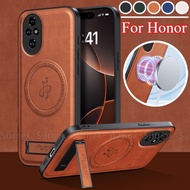 Stand Holder Leather Case For Honor 200 Pro Honor200 Smart 5G Magnetic Charge Ring Plain Casing Phon