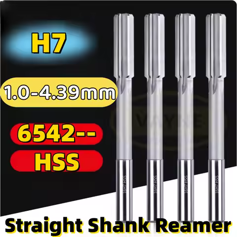 H7 Machine Reamer Harden 6542 HSS Straight Shank Chuck Milling Reamer 4/6 Flute 1.0mm-4.39mm Milling