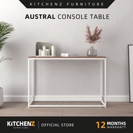 KitchenZ Austral Series 4Ft Console Table Natural Oak Surface With Metal Leg Support - 007-WT