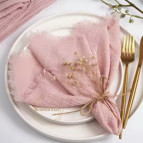 20pcs Napkins Cloth 41x41CM Cotton Gauze Retro Burr Rustic Cheesecloth Textil Fabric Napkin Table Li