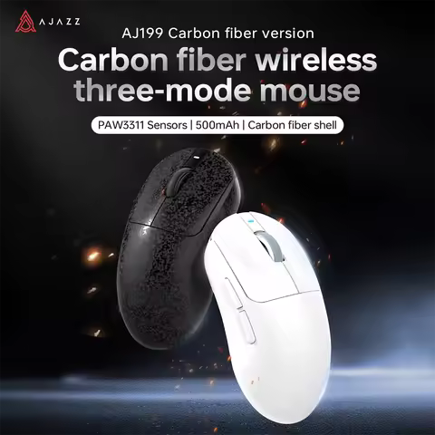 AJAZZ AJ199 Carbon Fiber Version Tri-mode Wireless Gaming Mouse PAW3311 24000DPI Lightwei Office Erg