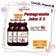 [ 3 BOTTLES ! ] LAKEWOOD Organic Pure Pomegranate Juice 946ML X3 Bottles EXP:12/2026