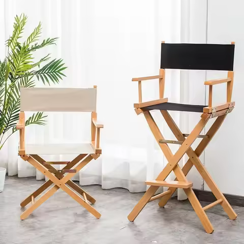 Solid Wood Director's Chair, Canvas Sketching Stool, Outdoor Picnic Gear, Fishing Chair with Backres