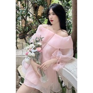 Korean Bare Shoulder Babydoll Dress, Lady's Shape, Freesize Under 65kg, Shop Item, Free Stone Bow
