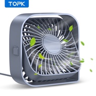 TOPK USB Desk Fan Strong Airflow &amp; Quiet Operation 3 Speed Wind Mini Table Fan 360° Rotatable Head for Home Office Bedroom Table