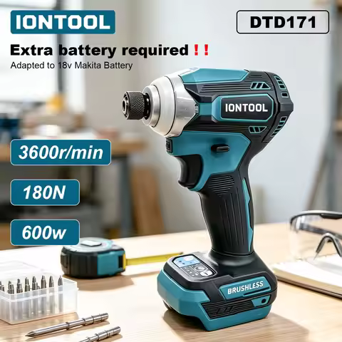 IONTOOL 1/4 Inch 180N.m 600W Variable Speed Impact Driver Lightweight Brushless Cordless For 18V Bat