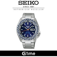 [Official Warranty] Seiko SRPK65K1 Men's Seiko 5 Sport Petrol Blue Checker Flag Special Edition Stainless Steel Watch