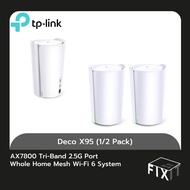 TP-Link Deco X95 (1/2 Pack) AX7800 Tri-Band 2.5G Port Whole Home Mesh Wi-Fi 6 System