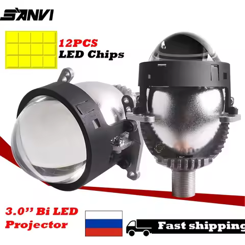 SANVI 3.0‘’ Bi Lense for Car Headlights Auto LED Projector Headlamp Hella 3R G5 H4 H7 9005 9006 Drvi