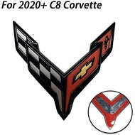 1Pcs Corvette C8 Emblem Front Bumper Crossed Flags 3D Logo Badge Sticker Nameplate Replacement for 2