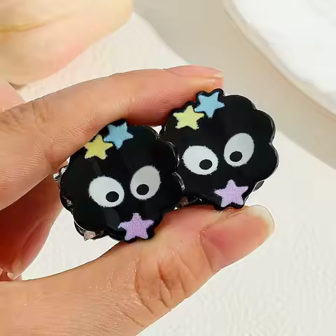 5pcs Cartoon Soot Sprite Mini Hair Claw Clips, Cute Black Anime Star Hair Accessories for Girls,Gift
