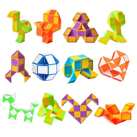 8pcs Mini Twist Snake Ruler Puzzle Folding Puzzle Cube Educational Toys for Kids Birthday Party Favo