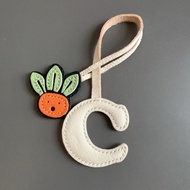 Handcrafted Leather Carrot Letter Bag Charm - Alphabet Bag Charm & Leather Bag Charm & Carrot Bag Ch