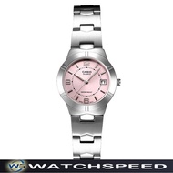 Casio LTP-1241D-4A LTP1241D-4A Stainless Steel Pink Dial Round Quartz Dress Ladies / Womens Watch
