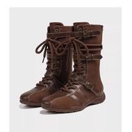 Gu Yun Retro Casual Boxing Boots - Mid-Cut Color Block Design