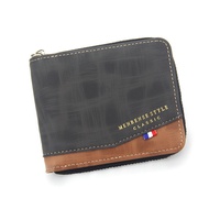 Men's Wallet Fashion Casual Stitching Zipper Coin Purse New Men's Short Wallet Card Holder with Zipp