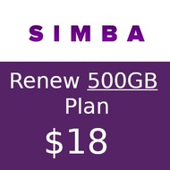 SIMBA 500GB Plan $18 Top Up / Recharge / Renewal