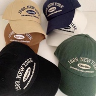 Stok Sedia Ada Korean Cap Vintage Cap '1989 NEW YORK' Baseball Cap Unisex Embroidery Cap