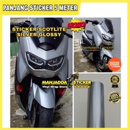 STIKER MOTOR SKOTLET MOTOR WARNA SILVER GLOSSY PANJANG 5 METER