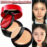 2-IN-1 Cushion Foundation Lightweight Pressed Setting Powder Waterproof For Oily Skin