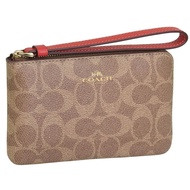 Coach Women's Pouch Outlet PVC Brown CRN ZIP SIG [Direct from Japan]