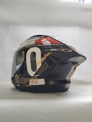 HELM JS ARMOR MOTIF LEOPARD HITAM GLOSSY