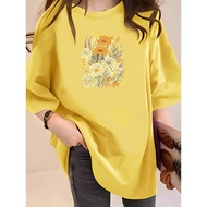 2Y926 1XL-5XL Tshirt Women Clothes T shirt Plus Size Crop Top Women Fashion men and women Leisure Ba