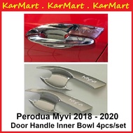 Perodua Myvi 2018 - 2024 Chrome Matte Black Door Handle Inner Bowl Cover 4pc pemegang pintu car acce